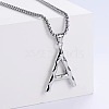 3Pcs Stainless Steel Textured Letter Pendant Box Chain Necklaces LW4134-27-1