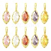 10Pcs 5 Colors Horse Eye Brass Micro Pave Cubic Zirconia Charms KK-FS0002-13B-1