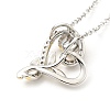 Clear Cubic Zirconia Heart with Rose Pendant Necklace NJEW-F293-01A-G-3