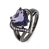 Heart Brass Micro Pave Cubic Zirconia Finger Rings FS-WG4D14B-07-1