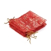 Golden Snowflake Printed Organza Packing Bags OP030Y-10x12-4