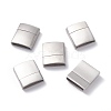 Matte 304 Stainless Steel Rectangle Magnetic Clasps with Glue-in Ends STAS-E089-41E-4