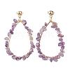 Teardrop Natural Gemstones Dangle Studs Earrings EJEW-JE05748-4