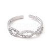 Clear Cubic Zirconia Hollow Out Oval Open Cuff Ring RJEW-E072-04P-2