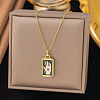 Rectangle Tarot 304 Stainless Steel with Enamel Pendant Necklaces for Women NJEW-G157-01G-02-1