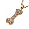 Bone Stainless Steel Rhinestone Pendant Necklaces for Women RR3458-4-1