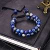 Natural Lapis Lazuli Braided Bead Bracelet BJEW-SW00001-10-3