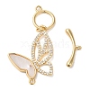 Brass Micro Pave Clear Cubic Zirconia Toggle Clasps KK-N254-86G-2