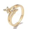 Brass Micro Pave Cubic Zirconia Adjustable Rings RJEW-G310-01G-1