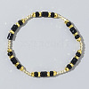 Bohemian Vacation Style Disc Natural Black Obsidian Beaded Stretch Bracelets for Women Men OH4185-2-1