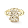 Bear Rack Plating Brass Micro Pave Clear Cubic Zirconia Open Rings RJEW-D020-03G-2