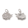 Brass Micro Pave Clear Cubic Zirconia Charms ZIRC-B002-50P-2