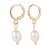 Natural Pearl Dangle Hoop Earrings EJEW-JE04964-4