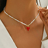 Brass Enamel Heart Pendant Necklaces UR3689-1-2