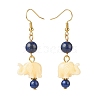 Natural Gemstone & Resin Elephant Dangle Earrings EJEW-JE04981-02-5