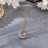 Chinese Zodiac Necklace Monkey Necklace 925 Sterling Silver Rose Gold Monkey on the Moon Pendant Charm Necklace Zircon Moon and Star Necklace Cute Animal Jewelry Gifts for Women JN1090I-4