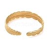 304 Stainless Steel Feather Cuff Bangles BJEW-G694-01G-3