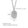 Stainless Steel Textured Oval Pendant Necklaces QQ8734-2-2