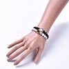 Natural Black Agate(Dyed & Heated) Bead and Natural Howlite Bead Stretch Bracelet Sets BJEW-JB04298-04-4