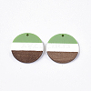 Tri-color Resin & Walnut Wood Pendants X-RESI-S358-78P-2