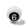 Round with Black Number 6 Silicone Beads SIL-R013-01G-1
