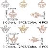 SUPERFINDINGS 12Pcs 2 Style Brass Micro Pave Cubic Zirconia Pendants KK-FH0002-82-5