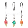 3Pcs 3 Colors Glass Beaded Ice Cream Pendant Decorations HJEW-MZ00179-2