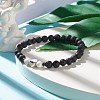 Natural Howlite & Lava Rock Round Beaded Bracelets Set with Yin Yang BJEW-JB07644-01-2