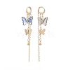 4 Pairs 4 Color Glass Butterfly Dangle Hoop Earrings with Clear Cubic Zirconia EJEW-TA00153-4
