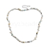 Natural Flower Amazonite Chip Beaded Necklaces for Men Women NJEW-G159-01L-1