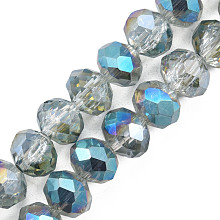 Transparent Crackle Electroplate Glass Beads Strands EGLA-T008-028-B06