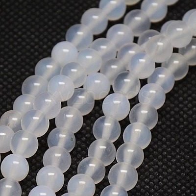 Natural White Agate Round Beads Strands G-L086-4mm-30-1
