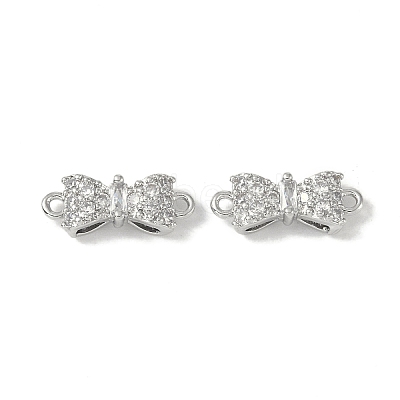 Brass Micro Pave Clear Cubic Zirconia Connector Charms KK-S367-21B-1