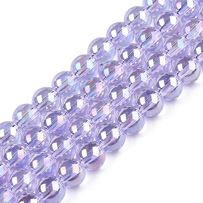 Electroplate Transparent Glass Beads Strands GLAA-T032-T6mm-AB01-1