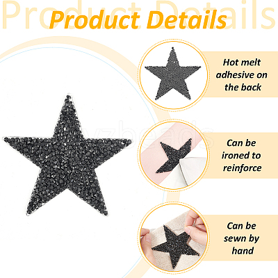 8 Styles Star Hotfix Resin Rhinestone Iron on Patches PATC-FG0002-27-1