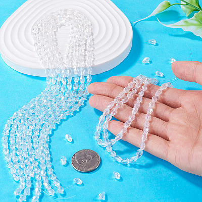 5 Strands Transparent Teardrop Glass Beads Strands GLAA-TA0004-21A-1