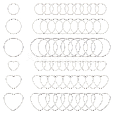 60Pcs 6 Styles 304 Stainless Steel Linking Ring STAS-UN0056-44-1