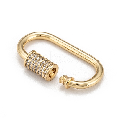Brass Micro Pave Cubic Zirconia Screw Carabiner Lock Charms ZIRC-G160-21G-1
