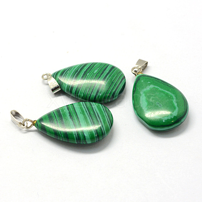 Teardrop Dyed Synthetic Malachite Pendants G-Q368-01-1