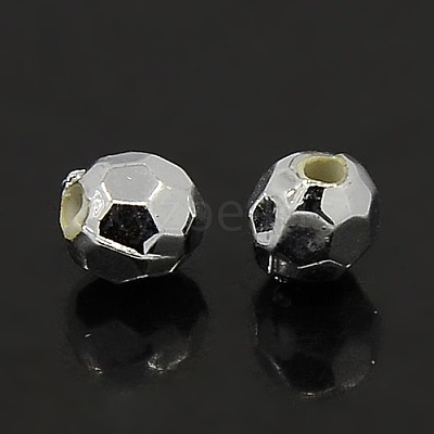 Plating Plastic Acrylic Faceted Round Beads PACR-L002-8mm-S-1