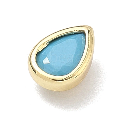 Teardrop Brass Micro Pave Cubic Zirconia Cabochons KK-P345-13G-B08-1