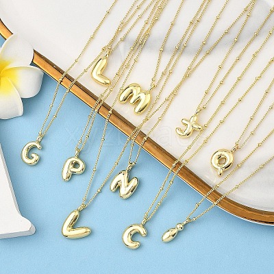 1Pc Initial Letter Brass Pendant Necklaces NJEW-YW0001-24D-1