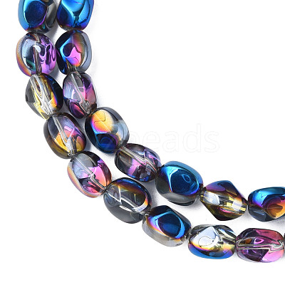 Electroplate Transparent Glass Beads Strands EGLA-N008-016-1