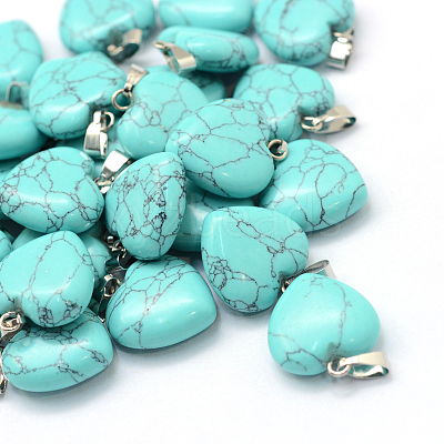 Heart Dyed Synthetic Turquoise Pendants X-G-Q371-09-1