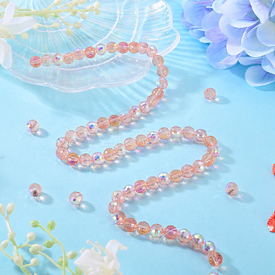 1 Strand Electroplate Transparent Glass Beads Strands EGLA-TADJ0001-15D-1
