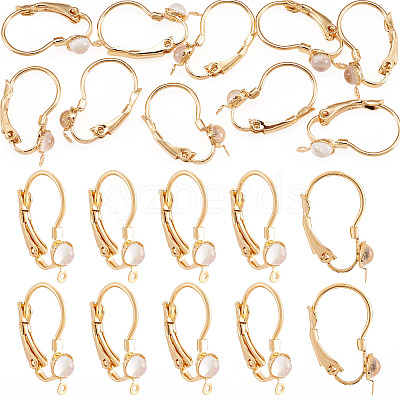10Pcs Flat Round Brass Glass Leverback Earring Findings KK-TADJ0001-18-1