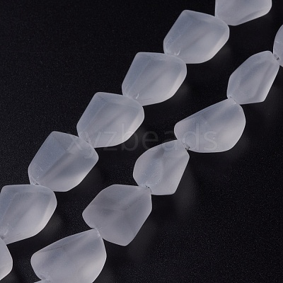 Transparent Frosted Glass Beads Strands FGLA-S001-02F-1