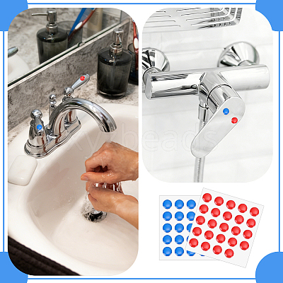 48Pcs 2 Colors PVC Hot & Cold Water Marking for Faucet FIND-NB0007-36-1