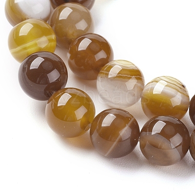 Natural Striped Agate/Banded Agate Beads Strands G-G582-8mm-51-1