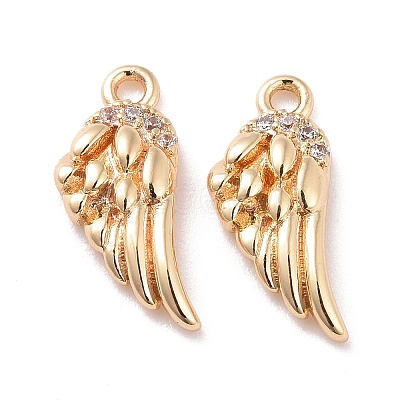 Brass Micro Pave Clear Cubic Zirconia Charms X-KK-G418-12G-1